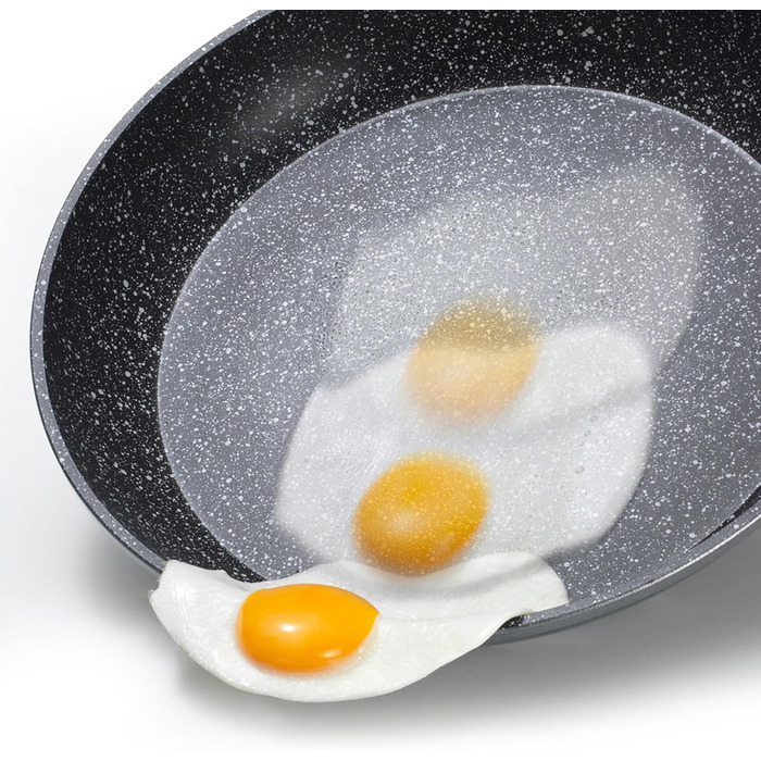 STONELINE Back to Nature Crepe Pan Induction 25 cm, Omelette Pan with real stone particles, Pancake/Pancake Pan Non-Stick, Fat-Free Frying, All Cooktops, (Riveted)