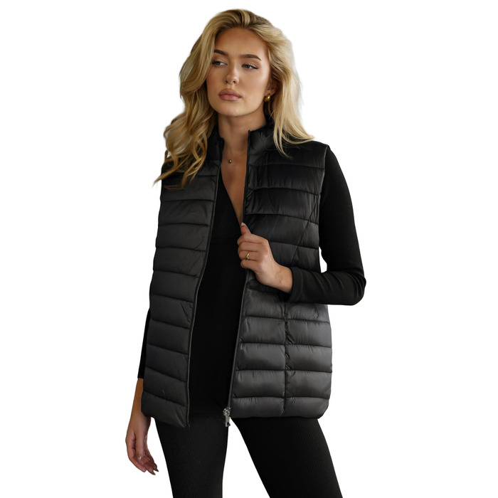 Жіноча степкова жилетка OZONEE з капюшоном, без рукавів, спортивна, тепла, для активного відпочинку, чорна (777/1765KA)