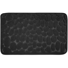 Memory Foam Bathroom Rug - Non-Slip Washable & Quick-Drying Bath Mat - 50x80 cm Black
