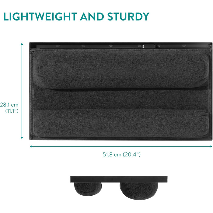 Підставка для ноутбука Navaris з пластику - для ліжка, дивана, планшета. 37,6x28x5,8 см. Підставка-подушка для ноутбука, 8 рівнів, з підкладкою для миші (Чорний)