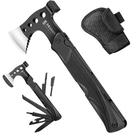 Camping Axe Hatchet, Outdoor Survival Multitool Small Axe, Aluminum Handle 15-in-1 Multifunction Tool with Hammer Saw Knife, mini tool - Gifts for Men