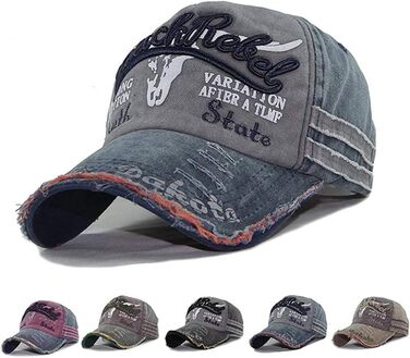 Кепка бейсболка для чоловіків та жінок, вінтажна бейсболка, кепка бейсболка, для активного відпочинку, регульована, ретро, універсальний розмір (A-Blue)
