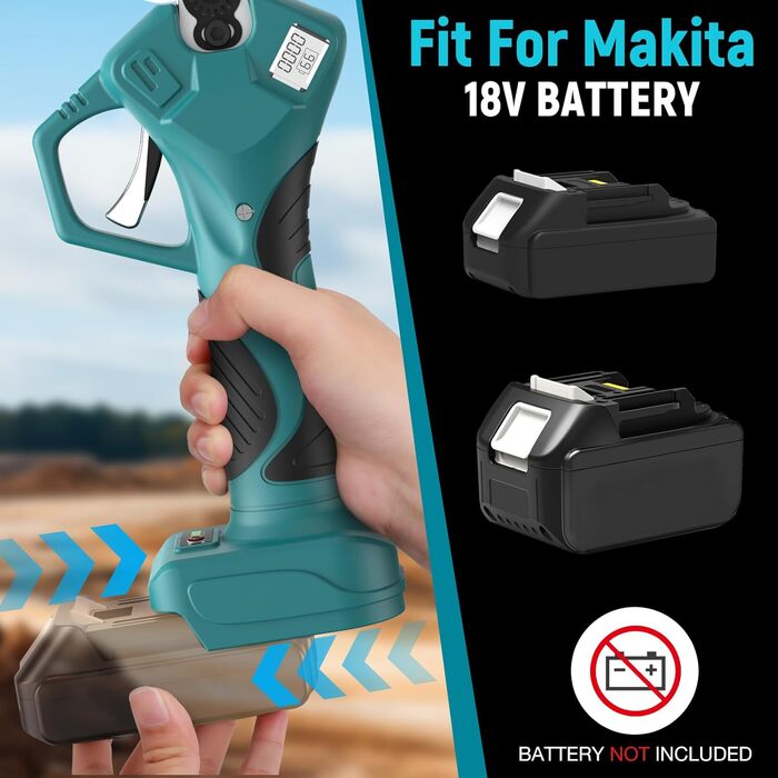 Акумуляторний секатор професійний для Makita 18В, LCD дисплей, діаметр різу до 40 мм, для гілок, кущів і стовбурів (без акумулятора)