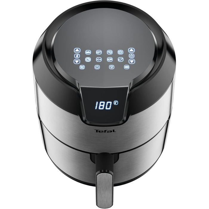 Аерофритюрниця Tefal Easy Fry Deluxe XL EY401D, 1500 Вт, 4,2 л, 8 програм, цифровий дисплей, енергозберігаюча, без олії, нержавіюча сталь