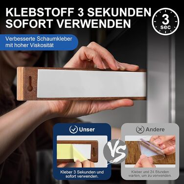 ENOKING Magnetic Knife Rail 40 cm, Magnetic Knife Block without Knives, Magnetic Knife Holder made of Acacia Wood with 4 Hooks