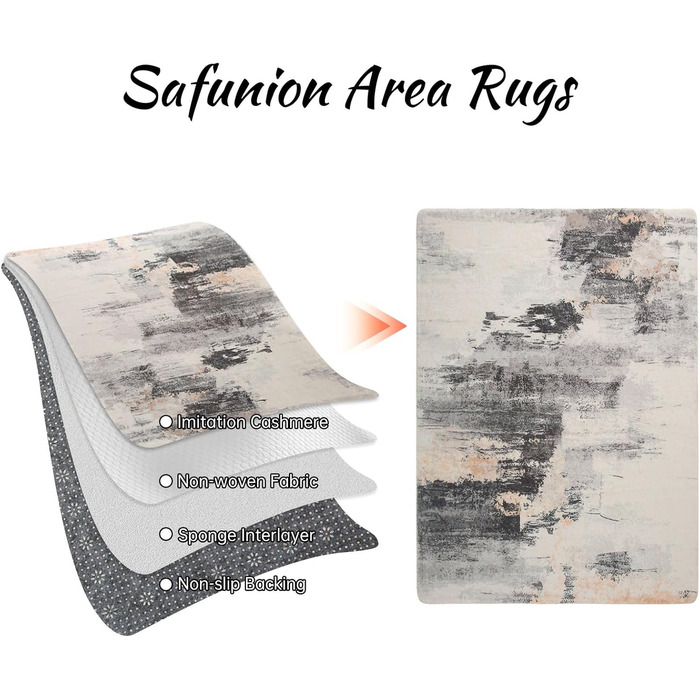 Килим Safunion для вітальні: великий сучасний абстрактний килим з коротким ворсом, м'який килим для спальні (80 x 120 см, 200 x 250 см), абстрактний коричнево-багатокольоровий
