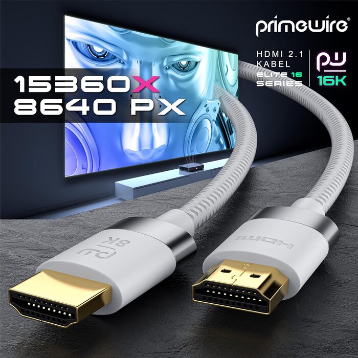 HDMI кабель 2.1 CSL 10м - 16K@30Hz, 8K@60Hz, 4K@120Hz - Ultra High Speed Ethernet 48Gbps - HDR 10+ eARC 3D VRR - для ігор, TV, PS5, Xbox