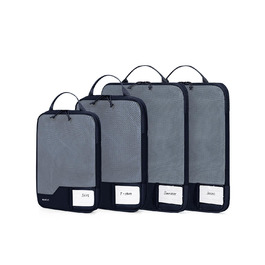 Органайзери для валізи ECOHUB, набір 4 шт. з мітками, екологічні, для рюкзака та валізи, з міцною сіткою, тревел-органайзер (зелений, темно-синій)