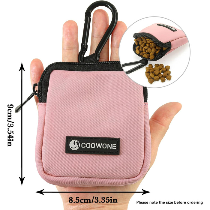 Сумка для ласощів для собак COOWONE з тренувальним клікером, водонепроникна, з тримачем для пакетів, чорна та рожева
