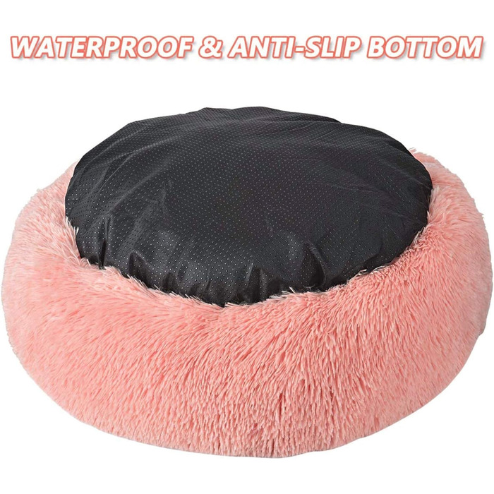 М'яке кругле ліжко для котів та собак. Ліжко-подушка для домашніх тварин, 70см/50см, білий/рожевий колір