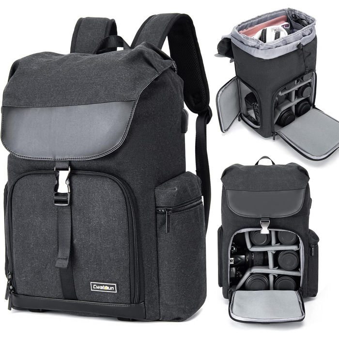 Сумка-рюкзак для камери Cwatcun: професійна, водонепроникна, для Canon, Nikon, Sony, Pentax, з відділенням для ноутбука 15.6