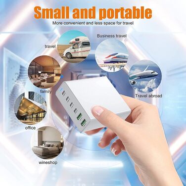 Зарядний пристрій USB-C 500W, GaN PD PPS 8 портів, швидка зарядка для MacBook Pro/Air, iPad, iPhone 15/16, Galaxy S23 - білий