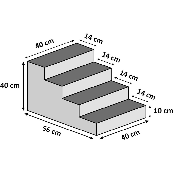 Сходинка для тварин Boutique Zoo: 4 сходинки, 40 см, для собак та котів | З м'якого велюру, темно-сірого кольору | Ідеально для ліжка та авто
