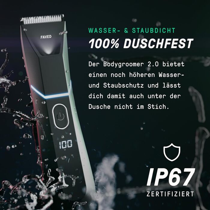 Тілогрумер 2.0: чоловічий триммер для тіла з безпечною клинком, 120 хв роботи, водонепроникний, LED-підсвітка, режим Beast, з Німеччини