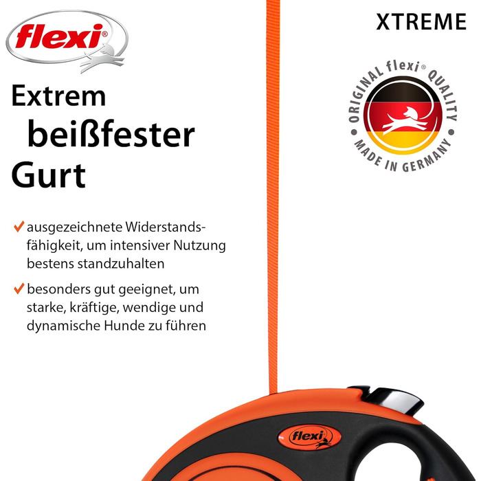 Flexi Xtreme L повід для собак 5 м чорний/оранжевий, надміцний, до 65 кг