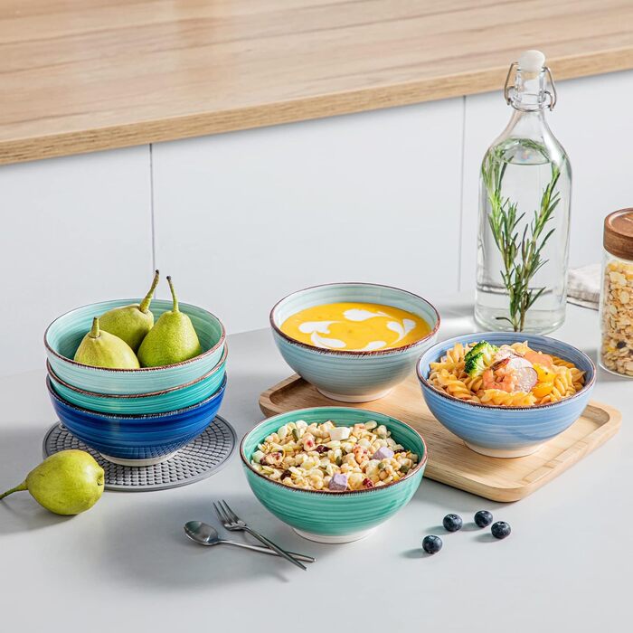 Vancasso Soup Bowls, Stoneware, BONITA 6-Piece Bowl Set, Salad Bowl, Pasta Bowls, Bowl Set