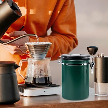 Герметичний контейнер для кави з нержавіючої сталі 1.8L з випускним клапаном, 1.8 л, Vorratsdose для кавових зерен, горіхів, какао