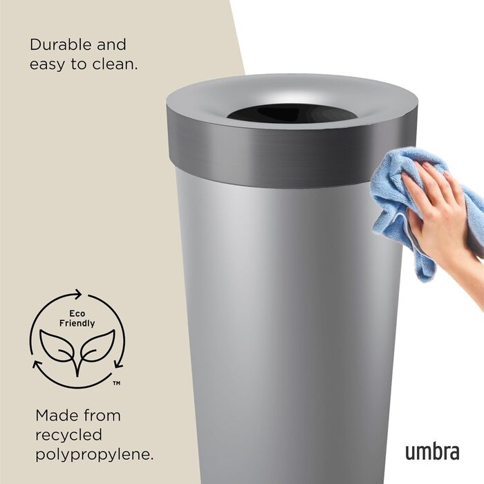 Відро для сміття Umbra Venti Swing-Top 16.5 гал. (62 л) - сірий, 89 см, для дому, вулиці, комерційного використання