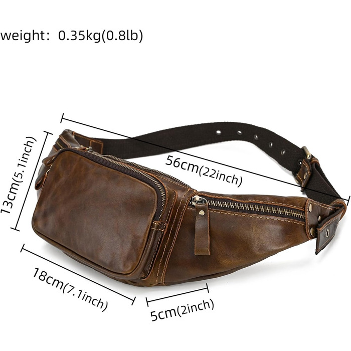 Чоловіча поясна сумка з натуральної шкіри Luufan, колір кавовий