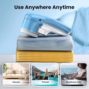 Електричний видалення ворсу для одягу та килимів, USB, 3 леза, блакитний