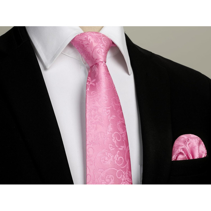 Краватка для чоловіків HISDERN на весілля з хустинкою, візерунок Paisley, формальна класична краватка та хустинка для чоловіків (N-Рожевий)