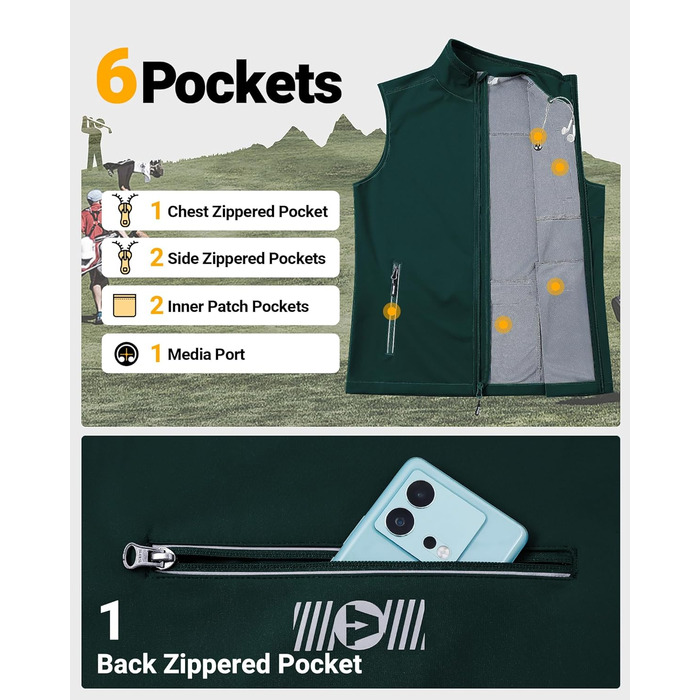 Чоловіча вітро- та водонепроникна жилетка Outdoor Ventures Softshe для їзди на велосипеді, XL, темно-зелений