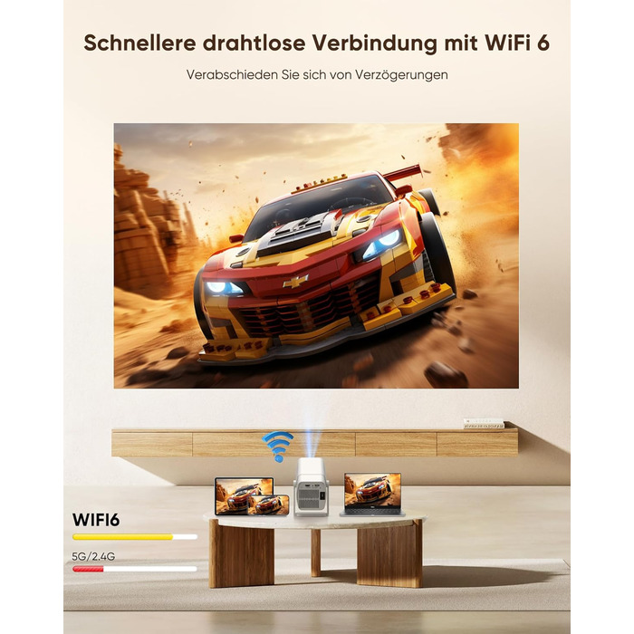 Mini проєктор Beamer з WiFi Bluetooth, 1080P Full HD, підтримкою Netflix, електричний, з автофокусом та автоматичною корекцією трапеції, 270° обертання для домашнього кінотеатру