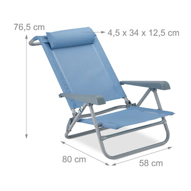 Relaxdays Folding Recliner Chair with Neck Pillow