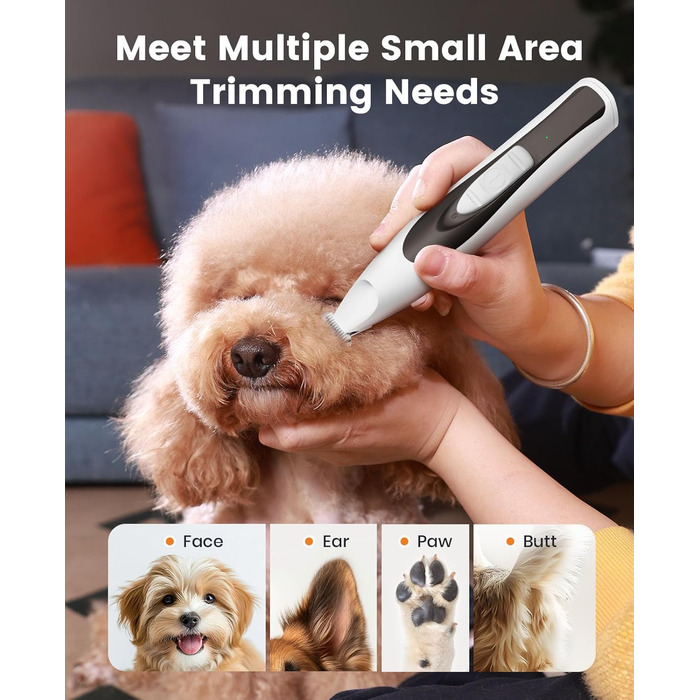Триммер для догляду за лапами собак Oneisall з LED-підсвічуванням, тихий, акумуляторний, для лап, очей, вух, обличчя