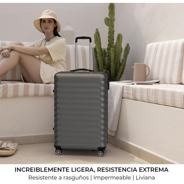 Набір валіз NEWTECK 4 шт. (75см, 63см, 53см, культури) ABS, жорсткий, з 4 колесами, сірий