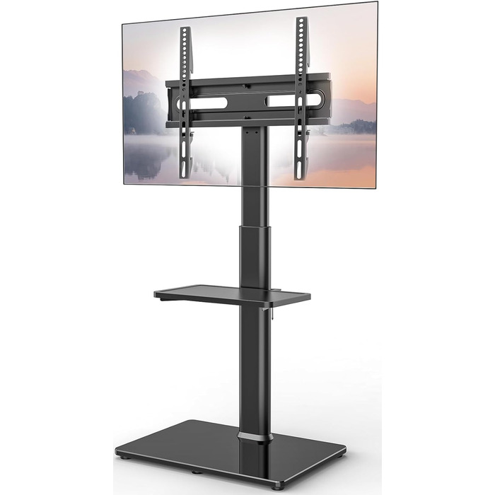 Adjustable Swivel TV Floor Stand for 27-65 inch Flat & Curved TVs - Universal White TV Stand (Supports up to 35kg)