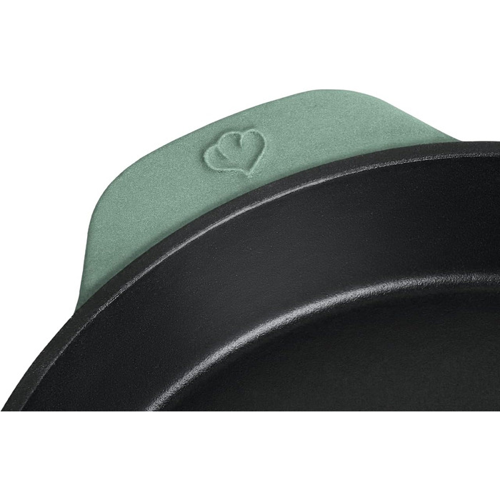 Чавунна гриль-сковорода Springlane 26 см емальована - для стейків, для всіх плит (індукція), м'ятний колір