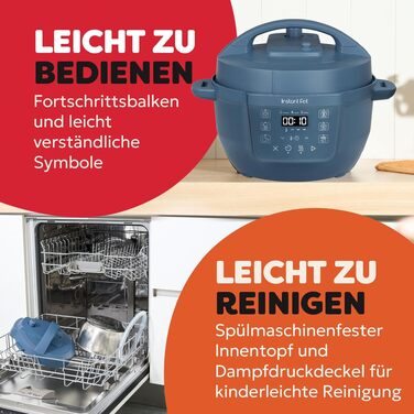 Мультиварка Instant Pot 3.8L 7-в-1 - мультикухня, рисоварка, сковорода, йогуртниця, пароварка, підігрівач, Smart Cooker, Tagtraum, блакитний