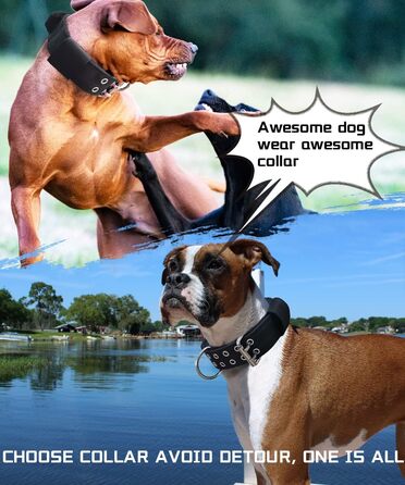 Dog Collar for Large Dogs - 5 cm Wide Collar with Handle for Extra Large Dog Breeds, Black, Soft Padded Neoprene Nylon Dog Collar for Large Dogs Big Dog Collar 56-66cm