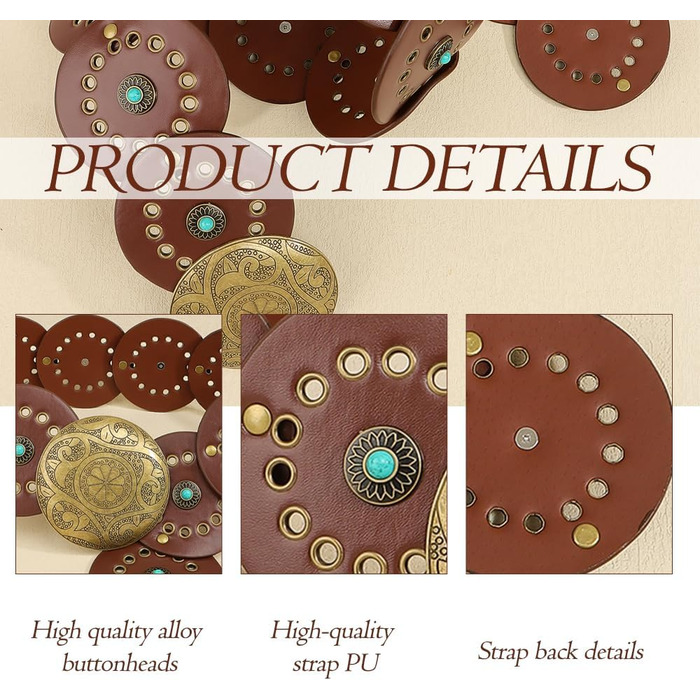 Жіночий ремінь TOFBS в стилі бохо, турецький, широкий, металевий, з круглою пряжкою, для джинсів та суконь, коричневий