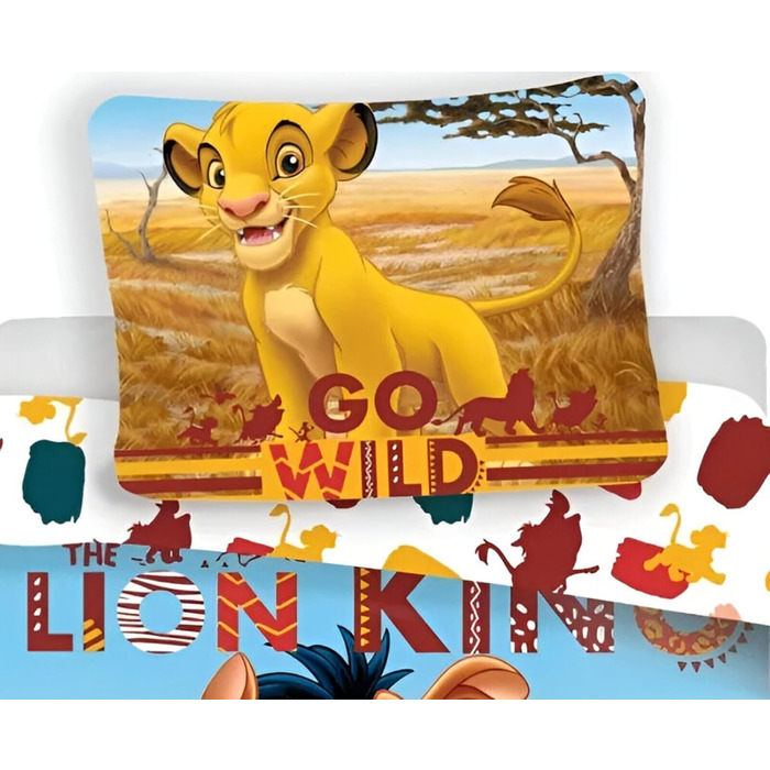 Комплект постільної білизни Disney 'Король Лев' для малюків та дітей (100x135 см + 40x60 см) – 100% бавовна – Офіційний ліцензований продукт