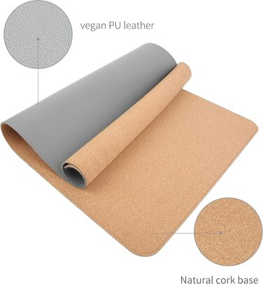 RENMTURE Килимок для миші з натуральної корку та PU-шкіри, 80 x 40 см, сірий - захист столу, антислизький, вологостійкий