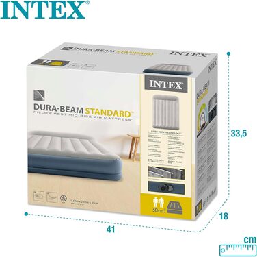 Надувний матрац Intex Dura-Beam Standard, 203 x 152 x 30 см, California King, кольоровий