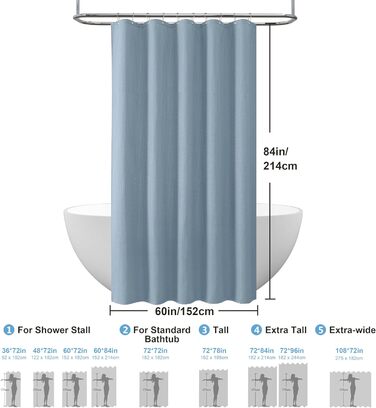 Штора для ванної кімнати Waffel (182x182 см, біла) з кільцями, водовідштовхувальна, антигрибкова, тканинна. Розмір: 182x182 см (1 шт)