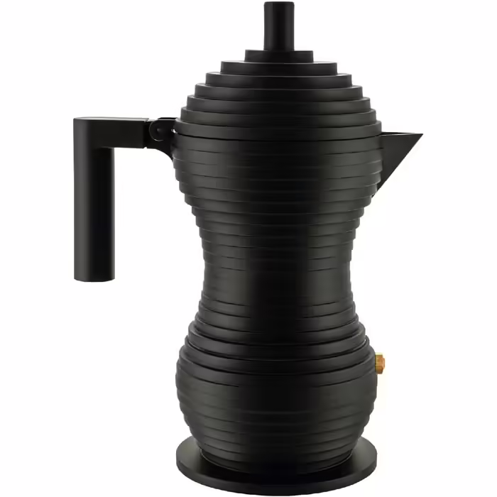 Еспресо-кавоварка Alessi Pulcina MDL02/3 BB, алюмінієва, 3 чашки, чорна, дизайнерська, з ручкою та кнопкою з поліаміду