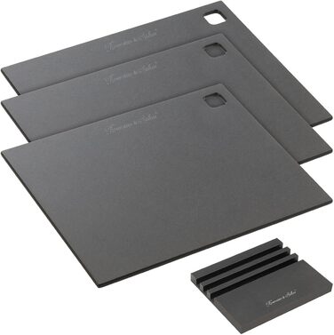 Rosenstein & Söhne Kitchen Cutting Boards: Set of 3 Wood Fiber Cutting Boards with Stand, 30 x 23.5 x 0.6 cm (Wooden Breakfast Boards, Wooden Kitchen Boards)…