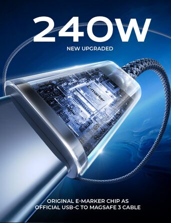 Кабель USB-C на USB-C Lisen 240W, 2 шт., 2 метри, для Samsung Galaxy S24 Ultra, MacBook Pro/Air, Galaxy S25/S23, iPhone 17/16/15 Pro, iPad Pro/Air (3м+3м, Midnight)