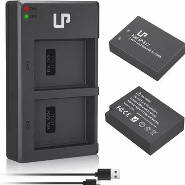 Акумулятор Canon LP-E17 + Двоканальний зарядний пристрій 2x1450mAh для EOS R8 R10 R50 RP Rebel T6i T7i T8i SL2 SL3 77D 200D 750D 760D 800D M3 M5 M6 Mark II