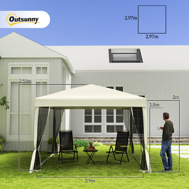 Павільйон Outsunny Faltpavillon, 3x3 м з боковими стінками та сумкою для перенесення, сталь та оксфорд, бежевий, ідеально підходить для садових вечірок та заходів.