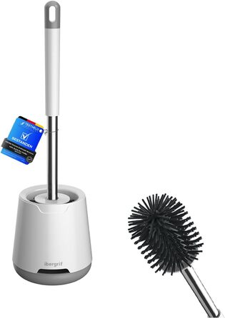 Набір для туалету Ibergrif: щітка з силікону з анти-крапельною підставкою та вентиляційним сушінням, білий (126x425 мм)