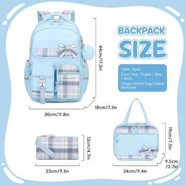 Набір шкільних речей для дівчаток: рюкзак, ланч-бокс, пенал. 3-й клас, 4-5 клас. Блакитний колір