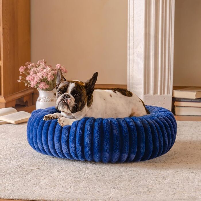 Кругле лежанка для собак MEWOOFUN, м'яке та зручне, 76x76x20 см, Marineblau (Темно-синій)