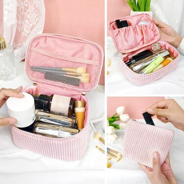 Набір косметичок для жінок: 3 шт. для макіяжу, подорожей та повсякденного використання (рожевий)