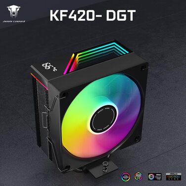 Jungle Leopard KF420 DGT ARGB: Повітряний кулер для CPU з RGB підсвічуванням, 120 мм, тихий PWM вентилятор, сумісний з Intel LGA 1700/1200/115X/1851/1366/2011, AM4/AM5 (чорний)