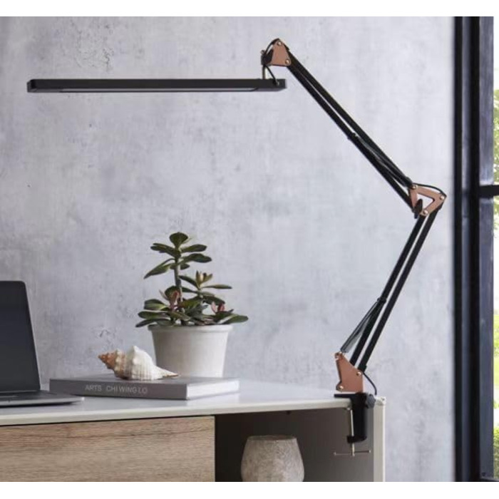 SKYLEO Dimmable Desk Lamp with Clip - Eye Protection LED Desk Light - 3 Modes & 10 Brightness Levels - Black (Rose Gold & Black)